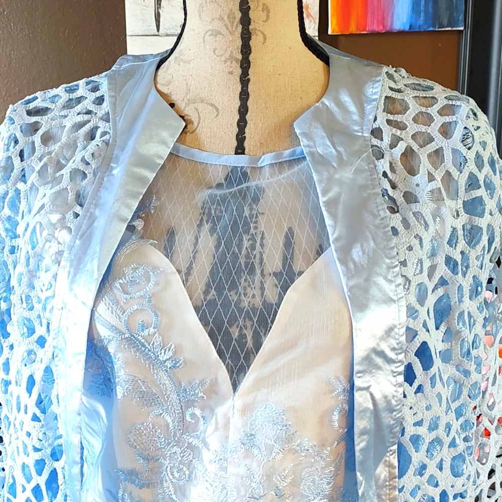 Beautiful blue lace sheath dress
